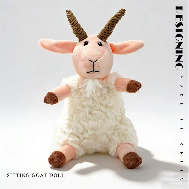 

Latest Cute Sitting Goat Doll Kawaii Stuffed Plush Toy Handmade Doll Cartoon Anime Cute Pillow Children s Birthday Gift Doll 31cm білий