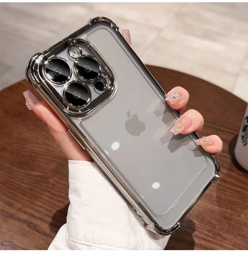 Applicable To Apple 17ProMax Electroplated Four-corner Anti-drop Mobile Phone Case iPhone16 All-inclusive 14/15 Transparent Soft Case