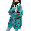 Frauen Obst Printting Gestrickte Pullover Strickjacken Einreiher Lange Ärmel Lose Pullover Tops