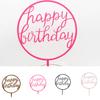 Round Cake Topper Wedding Birthday Party Gifts Dessert Insert Stick Kids Happy Birthday Decorative Topper