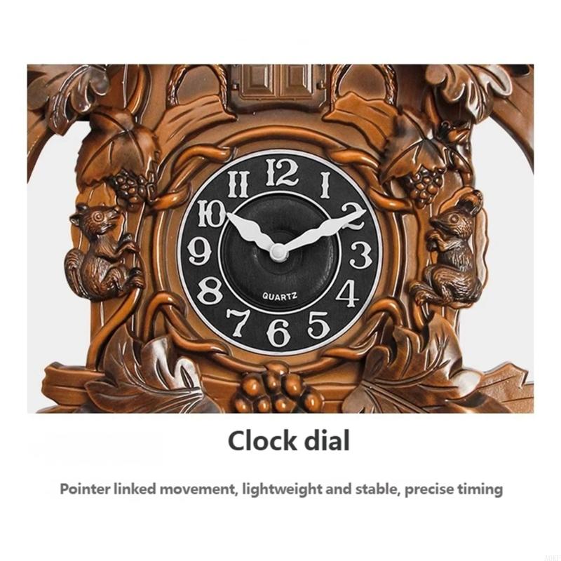 Wall Mounted Cuckoo Clock with European Retro Deer Head Design and Hourly Chimes Quiet Accurate Timekeeping A0KF