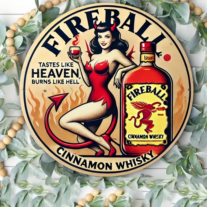 1pc Fireball" Vintage Metal Wall Art Tin Sign for Home, Bar,Cafe & Outdoor Decor | Ideal for Gardens, Galleries, Gyms & Garages