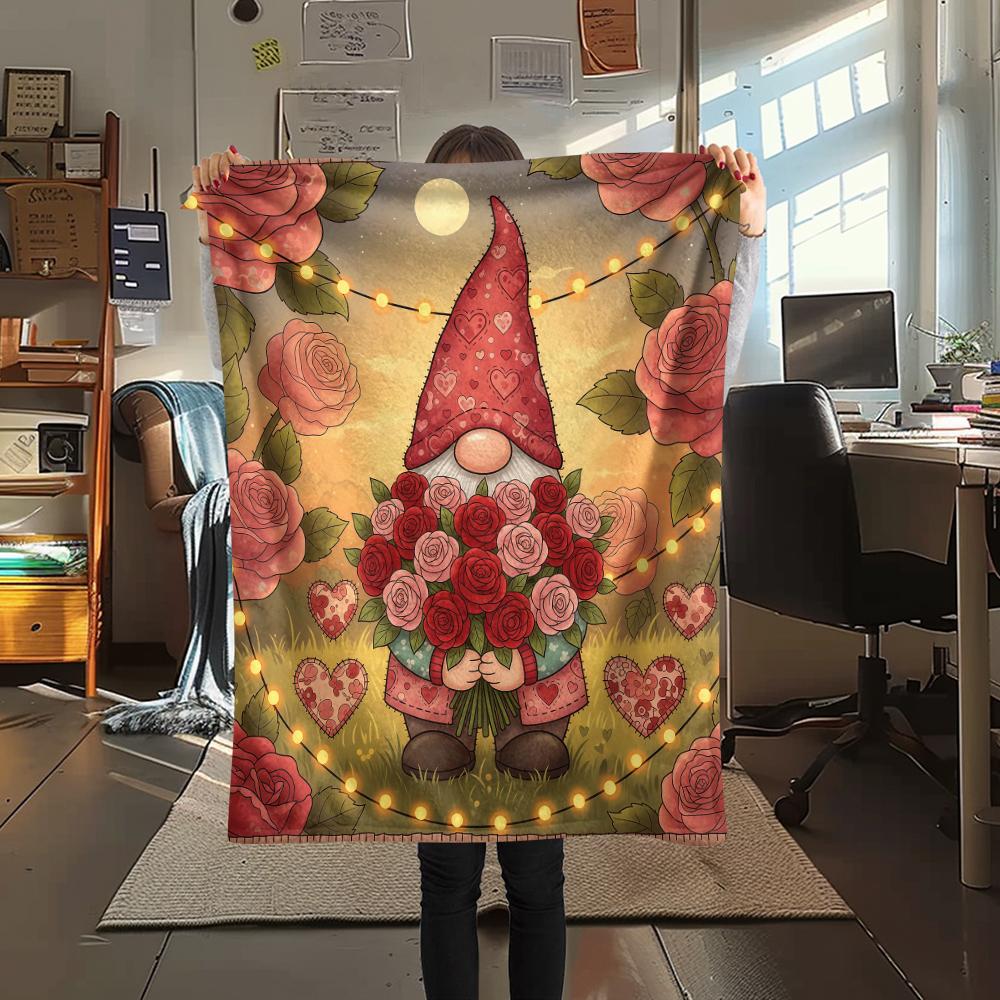 1 Stück Valentinstag Druck Flanelldecke, Hohe Qualität, Bequem für Alle Jahreszeiten, Heimdekoration, Perfekt für Weihnachten, Geburtstagsgeschenk