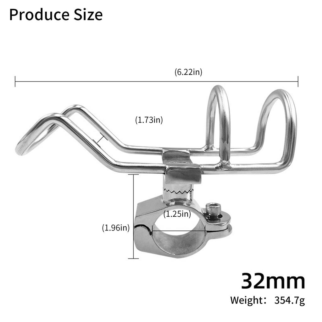 Rail Mounted Clamp On Rod Holder Stainless Steel Fishing Pole Bracket for Fishing Boat Kayak Marine Easy To Install