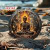 Vintage Buddha Metal Sign Round 7.87 Inch Flame Art Meditation Decor For Home Cafe Garage Aluminum Tin Plate
