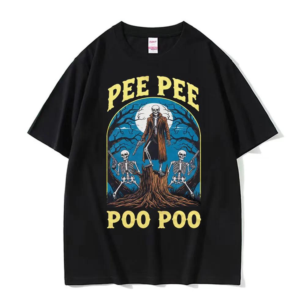 Pee Pee Poo Poo Cursed Meme Funny Skeleton TShirt Tops Mens Harajuku Short Sleeve T Shirts Unisex Vintage Tee Shirt Streetwear S