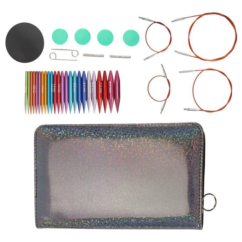Multifunction Mini 5.5Cm Aluminum Circular Knitting Needles Set 3-8Mm Weaving Tools Removable Ring Needle Set Sewing