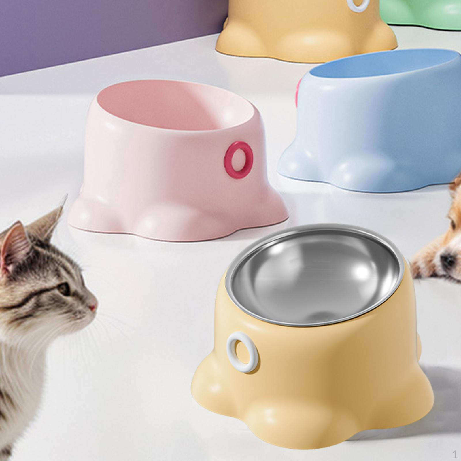 

Tilted Cat Feeder Bowl Water Feeding Dish Food Dispenser for Small Dogs Yellow