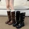 Thick-soled Western Cowboy Xinjiang Sichuan-Tibet Knight Boots Women's 2025 New Charmelade Brown Tall Long Boots