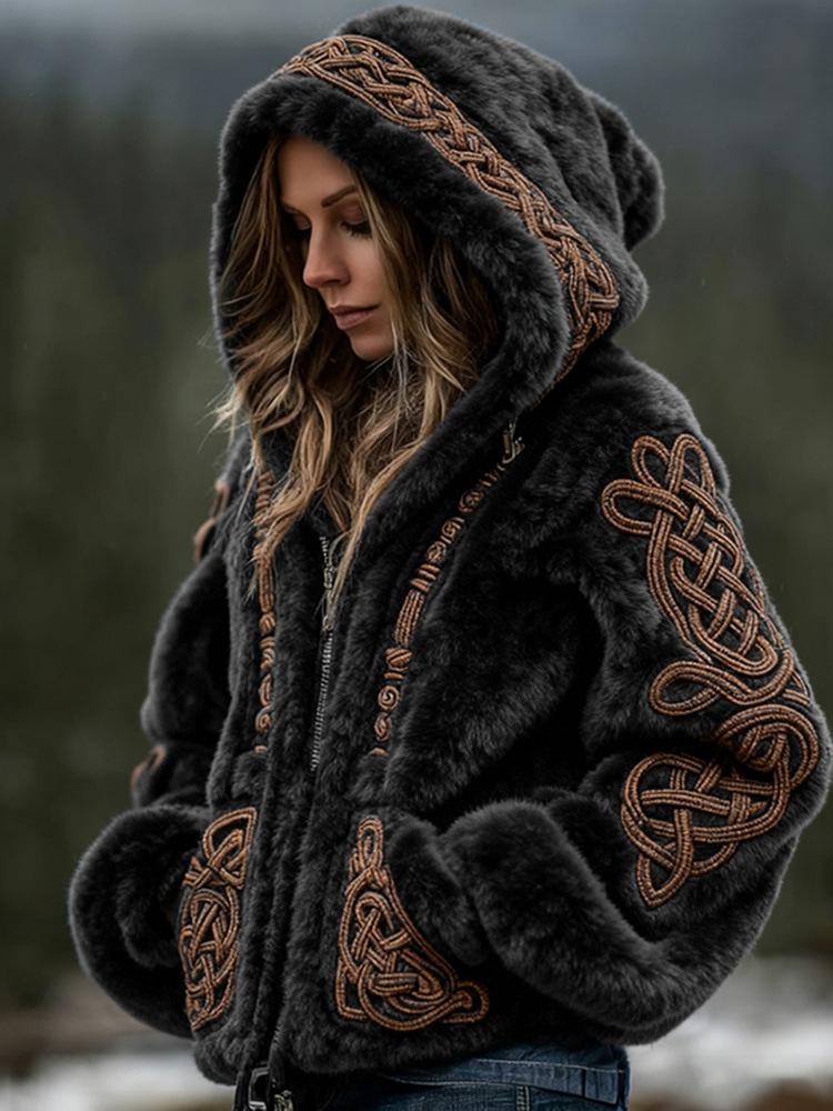Damen Schneeflocke 3D-Druck Flanell Reißverschluss Kapuzenjacke Winter Warm Fleece Hoodie Lässiger Langarmmantel S-5XL