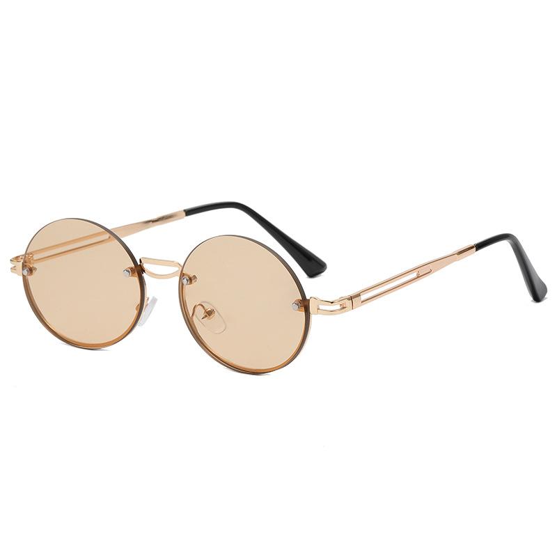 Round Shape Rimless Sunglasses For Woman Vintage Style Anti-Reflective Sun Glasses Woman Stylish Travelling Men Sunglass