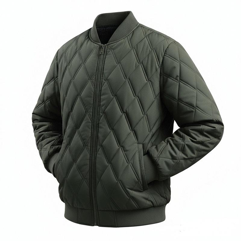 European Men s Fleece-Lined Cotton Jacket, Autumn/Winter, Korean Trendy Short Stand-Up Collar Style. 2XL чёрный