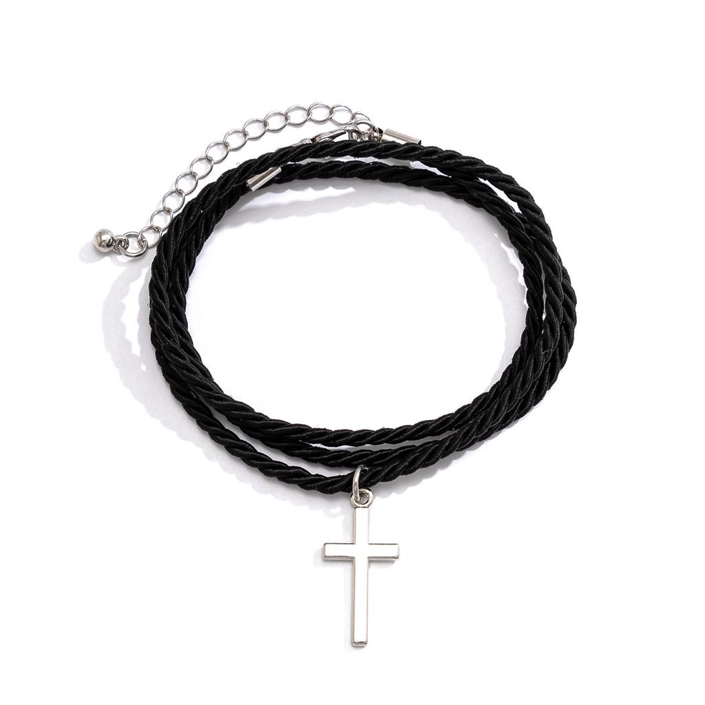 Layered Braided Statement Bracelet for Men Fashion Personality Black Cuff Ethnic Jewelry
