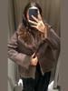 Women's Double-sided Winter Jacket Women's Synthetic Fur Suede Jacket Ladies' Warm Collar Button Top Brown Autumn and Winter