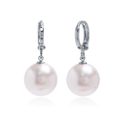 E478 12mm Weiße Perle Österreichische One-Touch Ohrringe