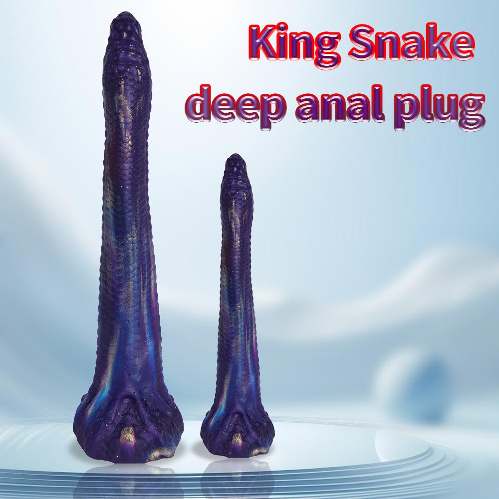 King Snake Deep Anal Plug, Iridescent Design, Soft Silicone & Strong Suction – Dual Sizes for Ultimate Fulfillment
