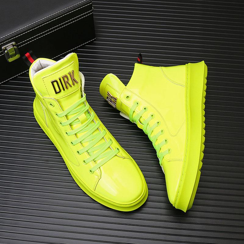 Fashion New Fashion Men's High Tops Patent Leather Everyday All Match Causal Shoes Male Flats Moccasins Walking Sneakers Zapatos Hombre
