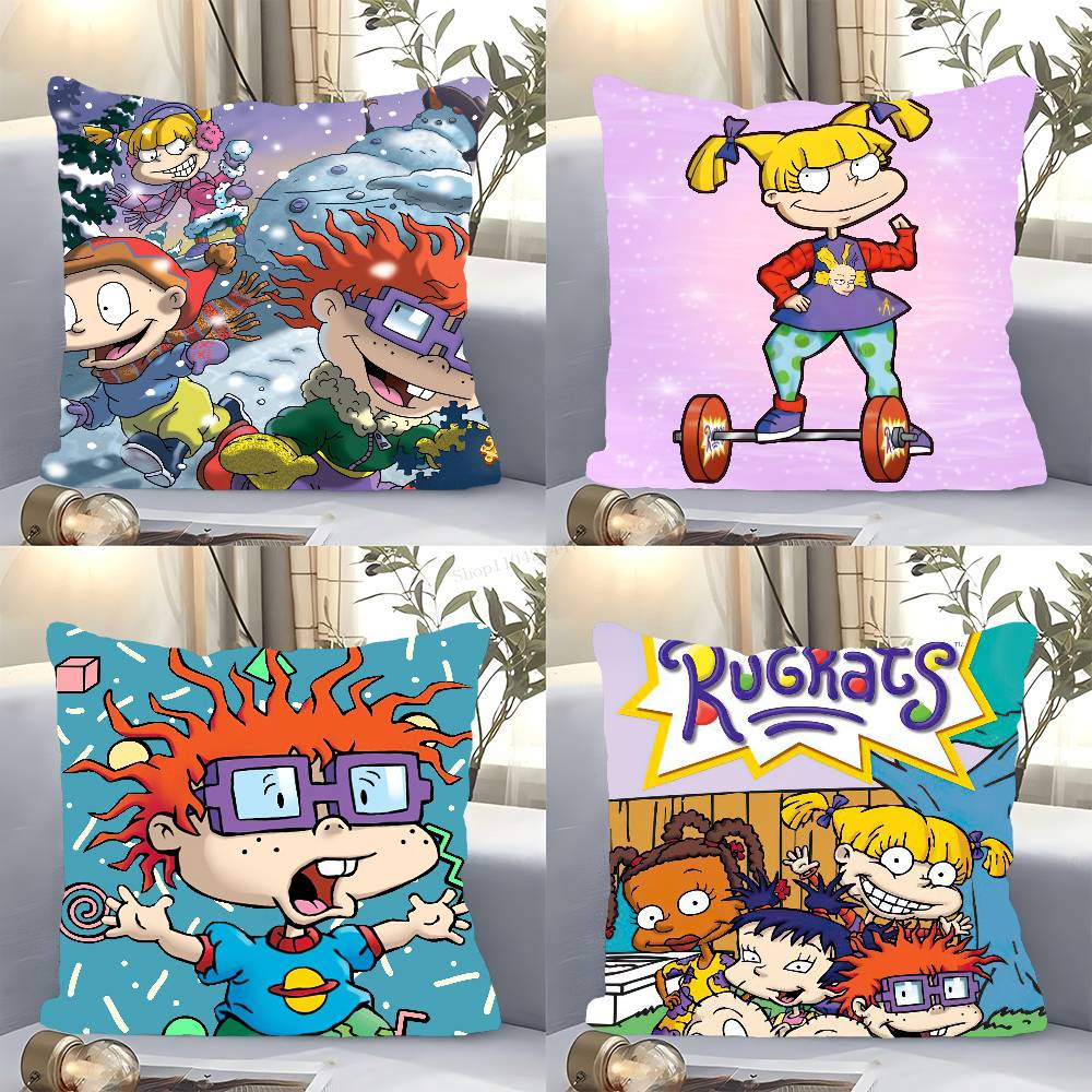 Cartoon R-Rugrats Anime Pillow Case Fashion Square Pillowcase Bedroom Sofa Room Ins Decoration Leisure