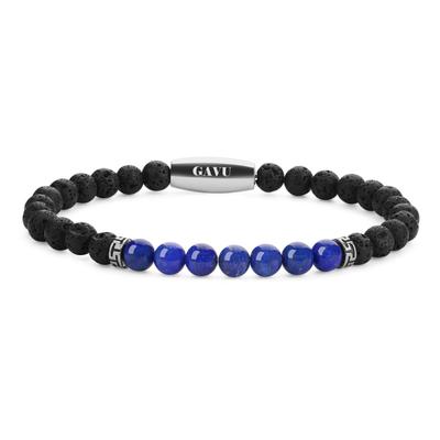 GAVU Men's Lapis Lazuli and Lava Stone Magnetic Power Stone Bracelet