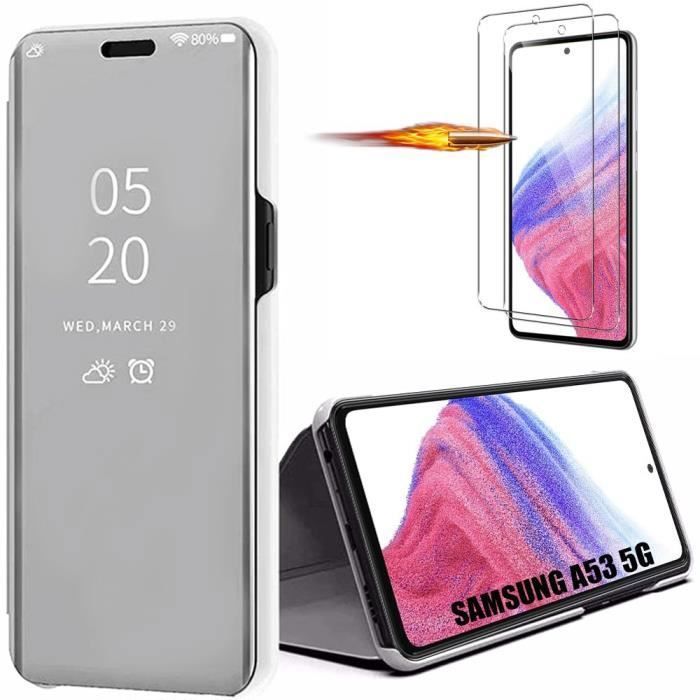 Coque de protection pour Samsung Galaxy A53 5G - BOOLING - Effet Miroir Antichoc Argenté