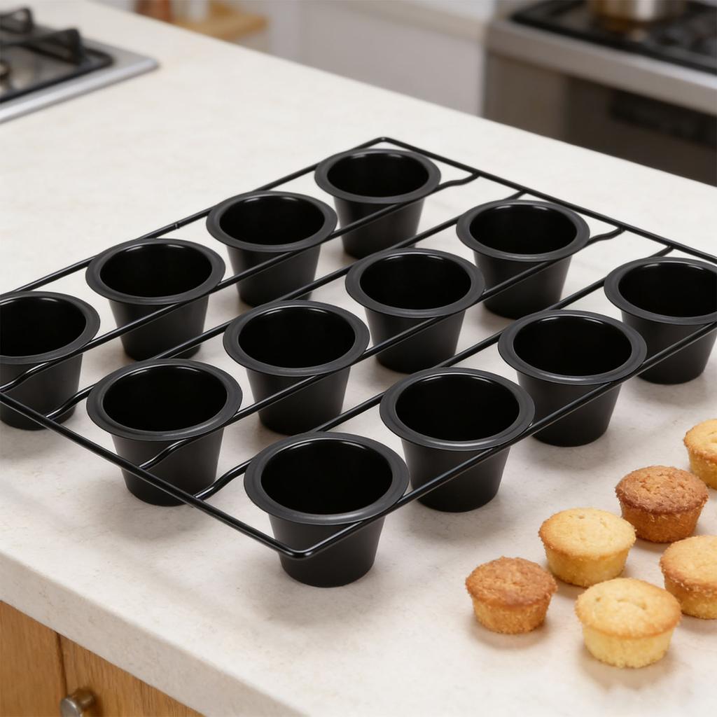 12 Cup Muffin Pan Carbon Steel Cupcake Baking Pan Anti Stick Cupcake Tin for Home Kitchen