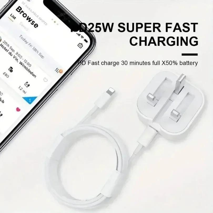 Foldable UK Plug 25W USB-C Port Fast Charging QC3.0 PD Type C Wall Charger Quick Charge Power Adapter for 16/15 Travel