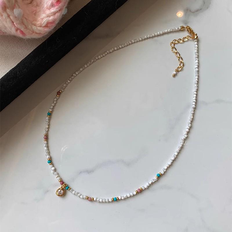 Dopamine Ethnic Retro Beaded Colorful Pearl Choker Necklace - Niche High-End Fashion