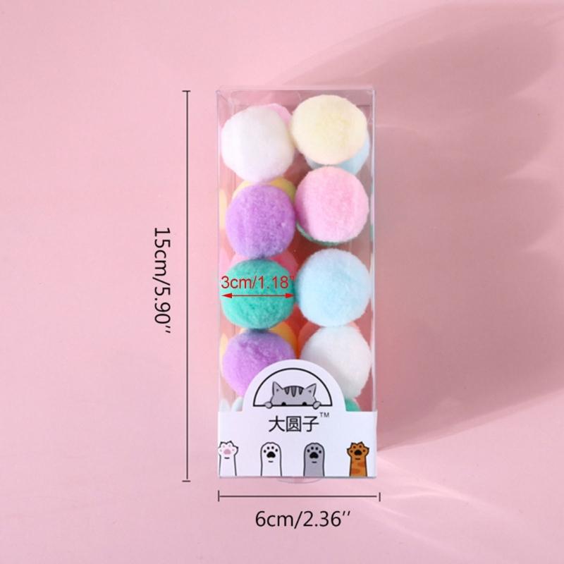 20x Small Pompoms for Cats to for Play Colorful DIY Craft and Art Supplies 3cm Soft Pom Pom Balls for Cats Lightweight