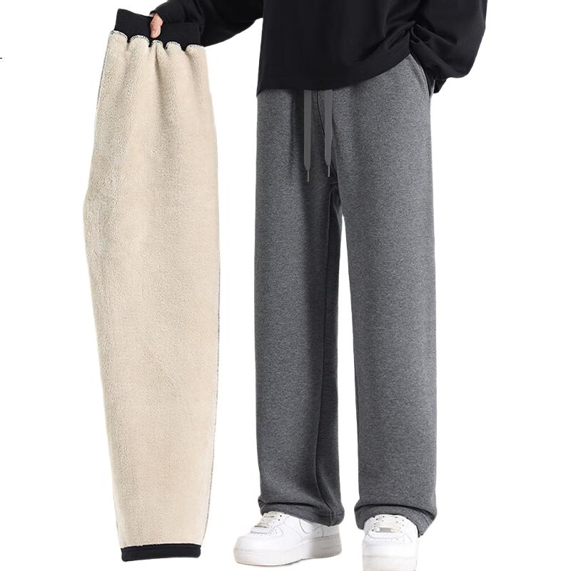 MiiOW Men's Winter Fleece Thickened 2025 New Straight Casual Sweatpants Loose Draped Sports Trousers