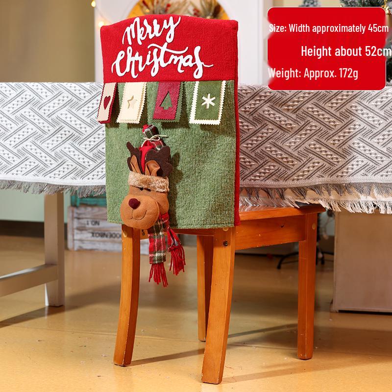 Cartoon Christmas Chair Covers: Santa, Snowman, Reindeer - Perfect for Home, Dining, Hotel, and Restaurant Decor