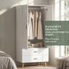 Bedroom Wardrobe, 2 Soft-Close Doors, 2 Drawers, Hanging Rail, 80 x 54 x 180 cm, White