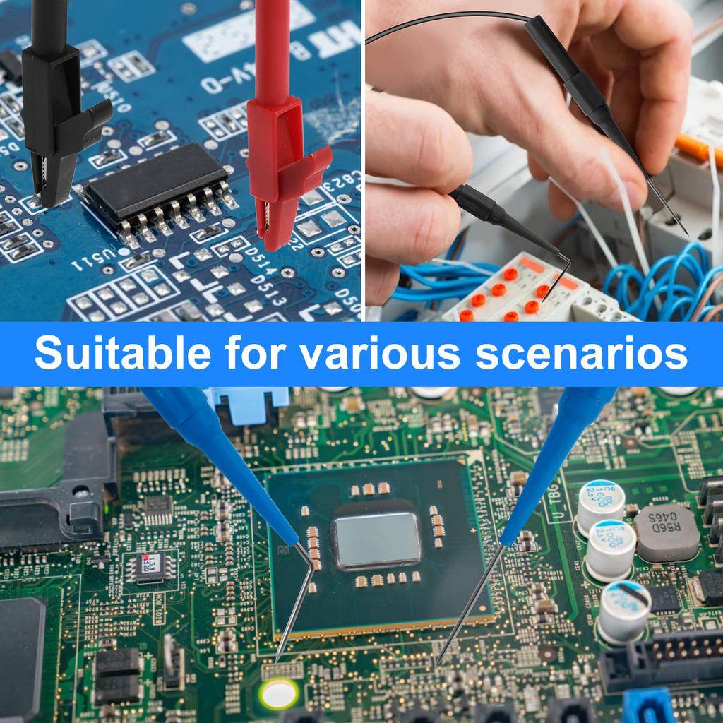 22/30PCS Multimeter Test Lead Kit 4mm Banana Plug To Alligator Clip Test Lead Probe Wire Piercing Probes 3 Different Angles