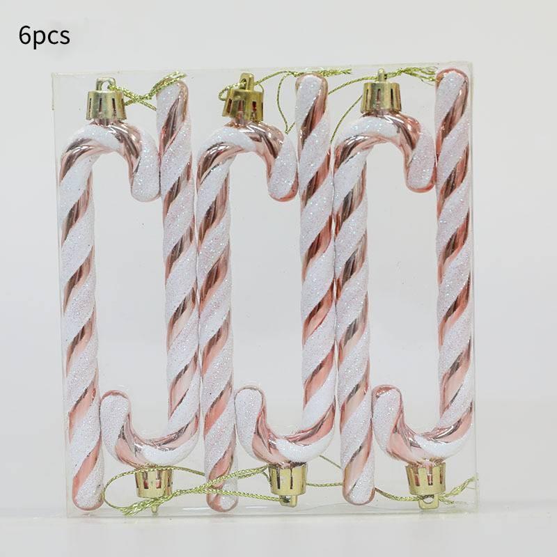 X 6 Candy Cane Glitter Hanging Christmas Tree Decoration Santa Ornament Xmas