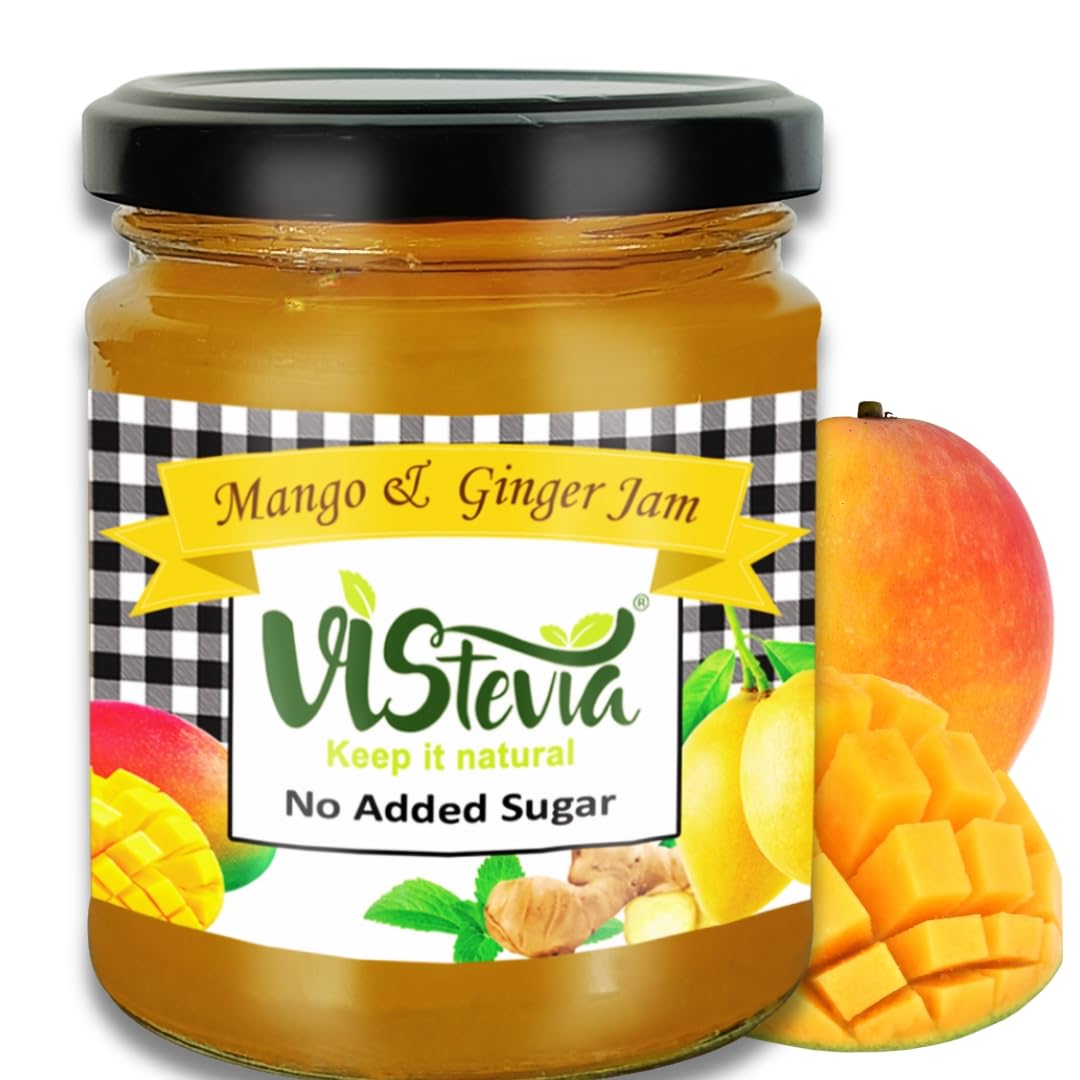 

Vistevia Джем без сахара Манго и Имбирь, Подходит для Диабетиков и Кето-Диеты - Натурально Подслащен Стевией, Содержание Манго Более 60% - Вкус