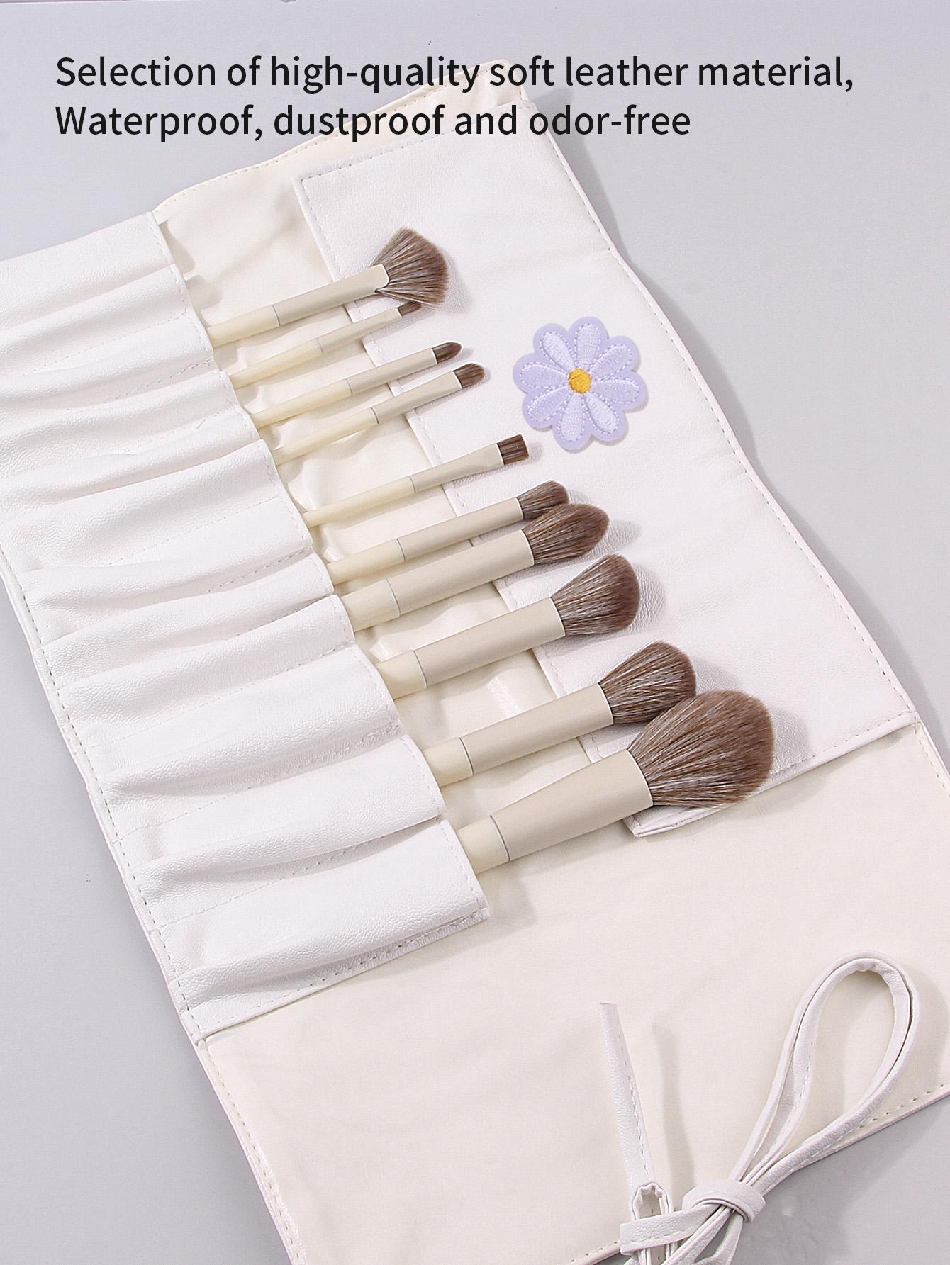 Fashion dust-proof makeup brush Strap bag Multi-functional folding storage bag Travel touch up bag can hold 12-18 makeup brushes bianco