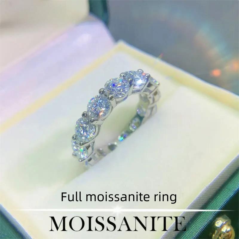 3/4/5mm D Color Moissanite Ring For Women 925 Silver with White Gold Plated Lab Diamond Engagement Wedding Band Jewelry