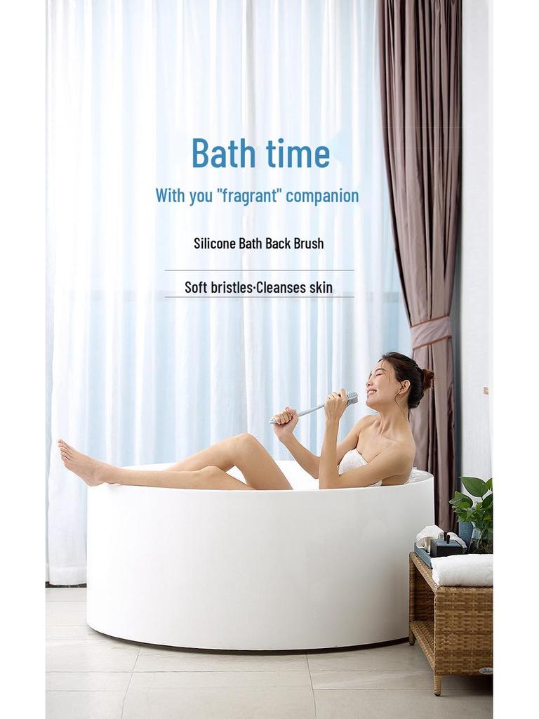 Silicone Long-Handle Exfoliating Shower Brush & Back Scrubber