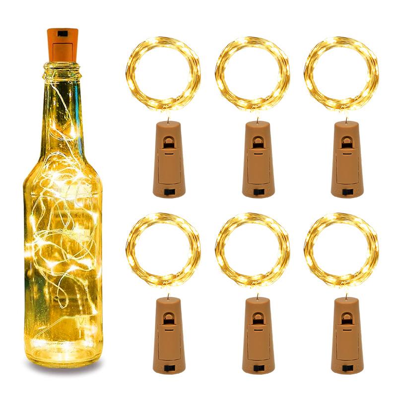 10Pcs Wine Bottle Lights with Cork 2M 20LED Fairy Light String Garland Wedding Party Christmas Bar Decoration Battery Powered