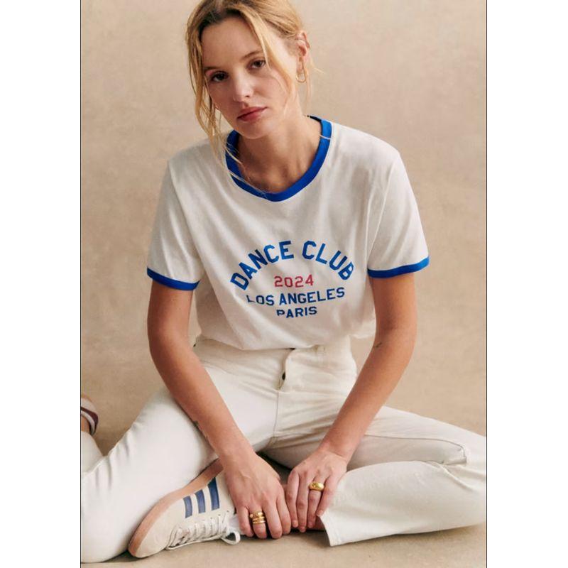 Spring Melange Gray Women's Cotton round Neck Short Sleeve Organic Cotton Printed T-shirt Basic Style French Pure Cotton Base