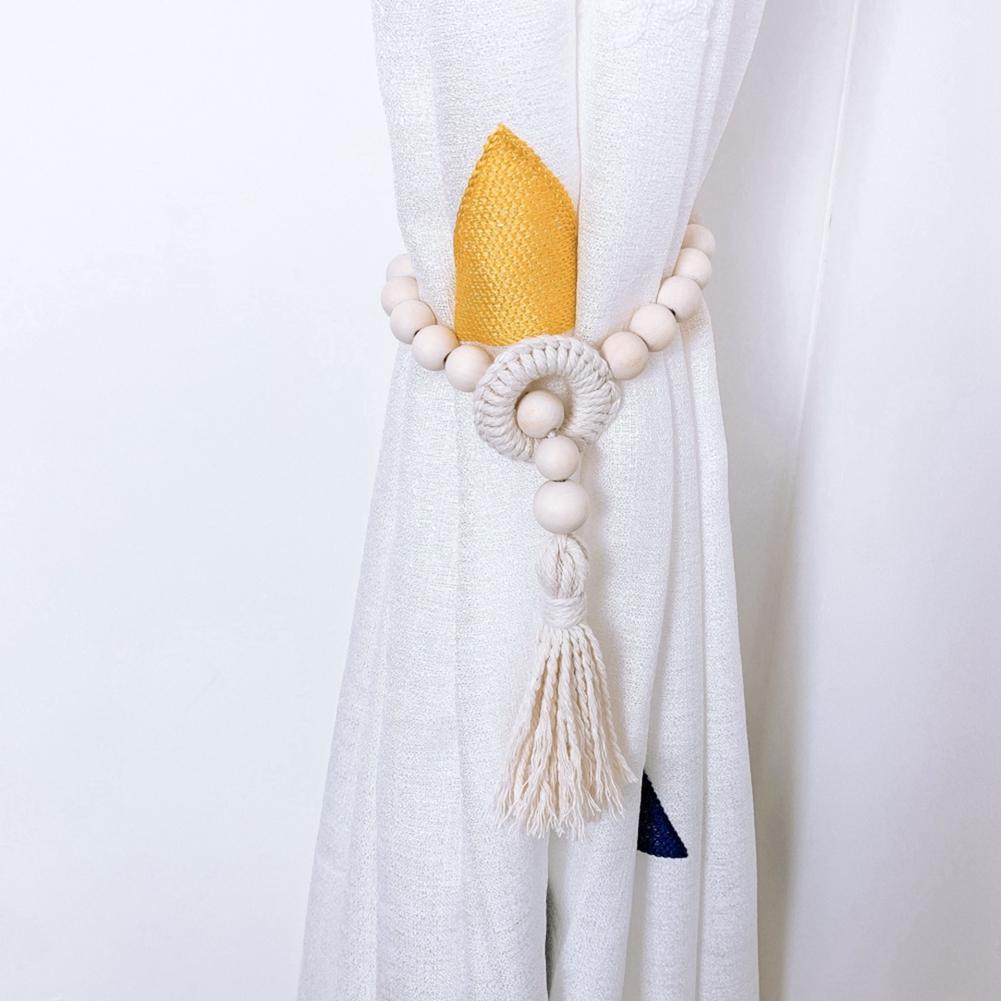 Tassel Beaded Wood Curtain Tie Suitable for Family Bohemian Lovers Wood Pastoral