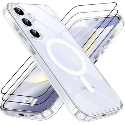 Skyddsskal - BOOLING - för Samsung Galaxy S24 - Transparent - Stöttåligt - Med magnetisk ring