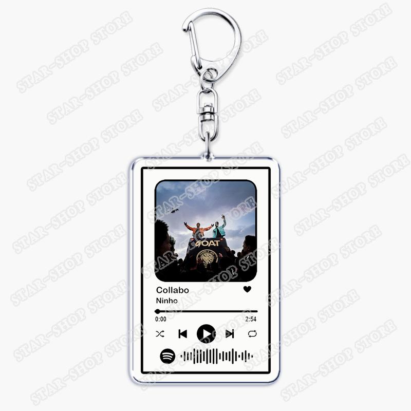 Hete Rapper Zanger Ninho Sleutelhangers voor Vrouwen Accessoires Tas La Vie Qu'on Mène Lied Muziek Code Sleutelring Sieraden Fans Vrienden Cadeaus gray