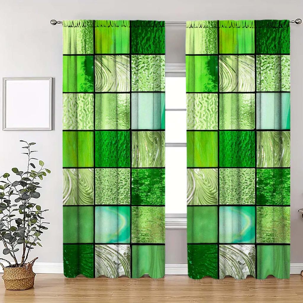 2-Panels Colored Square Glass Window Curtains   Distinctive Printed Curtains   Suitable for Gifting To Family and Friends