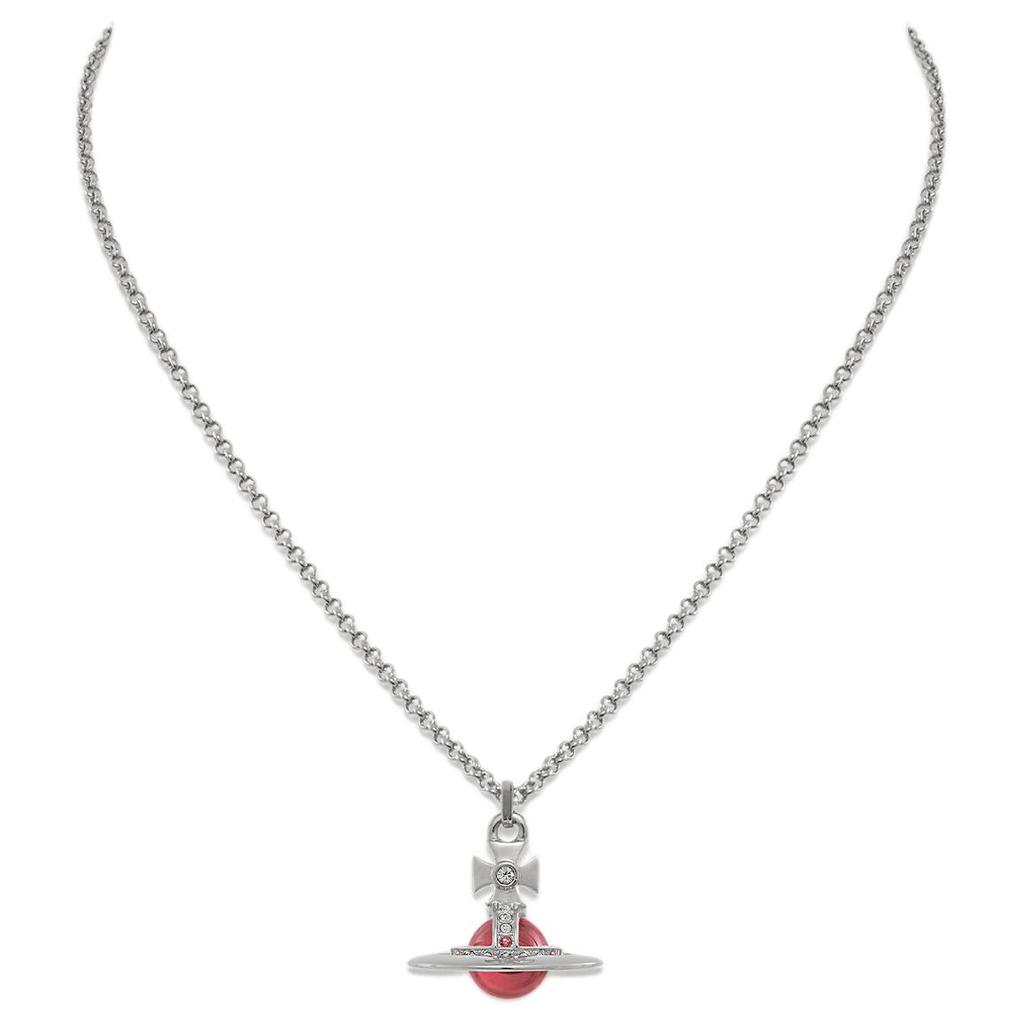 VIVIENNE WESTWOOD New Tiny Orb Medium 3D Saturn Sphere Necklace Unisex Necklace Red Silver 6302022402P186-CN001