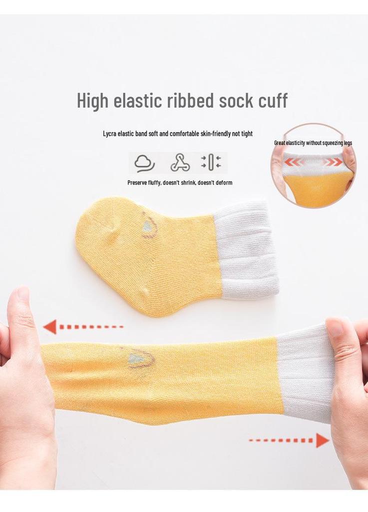 New Spring & Autumn Cartoon Mid-Calf Socks for Newborns & Toddlers - Loose Cuff, Seamless Design