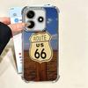 America Route 66 Plating Phone Case For Xiaomi Poco X5 X6 X7 X8 Pro Max F8 Ultra F7 M8 M7 M5S Redmi 15C 15 14C 13C 13 X3 12C F6