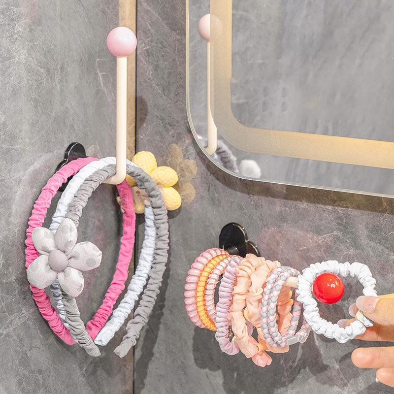 2Pcs Multi-Functional Storage Hooks Headband Display Rack Scrunchie Organizer Stand Bathroom No-Punch Hooks Wall Key Bag Hanger