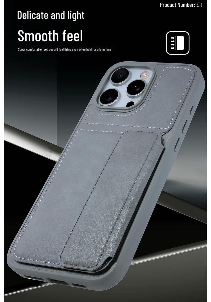 iPhone 17 Pro Max Ultra-thin Leather Case with Card Holder & Stand