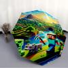 Printed Blocky Pixel Game Folding Umbrella,Outdoor,Leisure,And Travel Umbrella,Durable Umbrella Fabric,Birthday And Holiday Gift