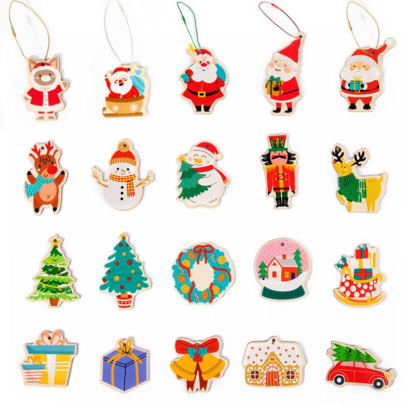 

Wooden Christmas Decoration Set - 20-Piece Colorful Christmas Designs For Tree Decoration DIY Crafts And Holiday Gifts